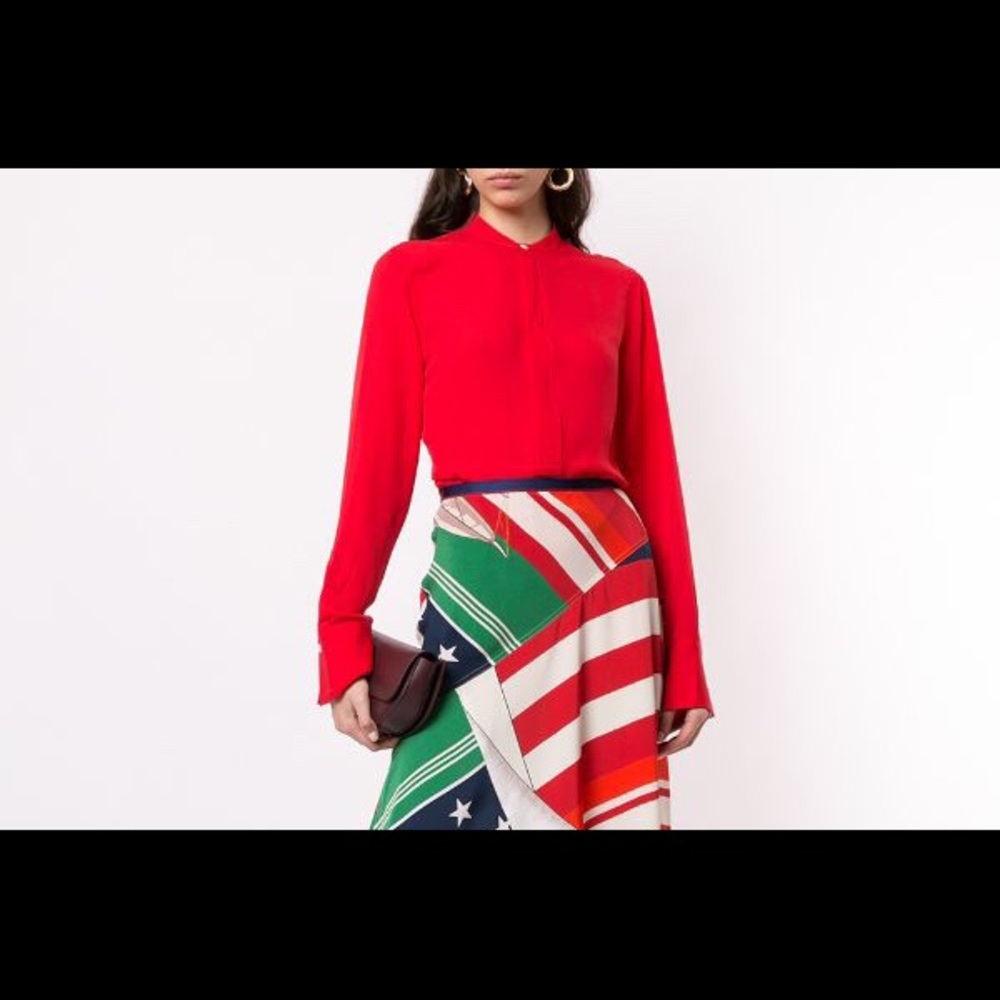 NWT Polo Ralph Lauren silk red blouse - Picture 9 of 12